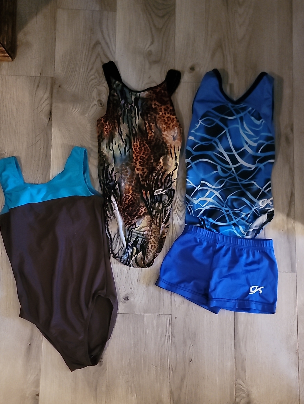 GK Elite Lot of 4 Leotards & Shorts Child Large EUC